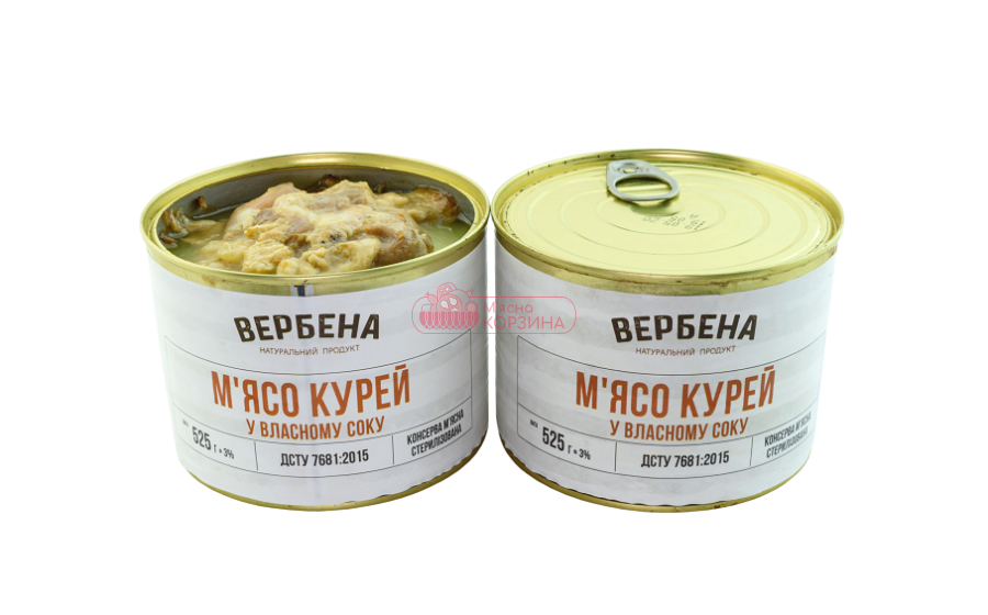 Вербена  Консерва куряча "Мясо Птиці" Ж/Б 0,525 кг шт - 1